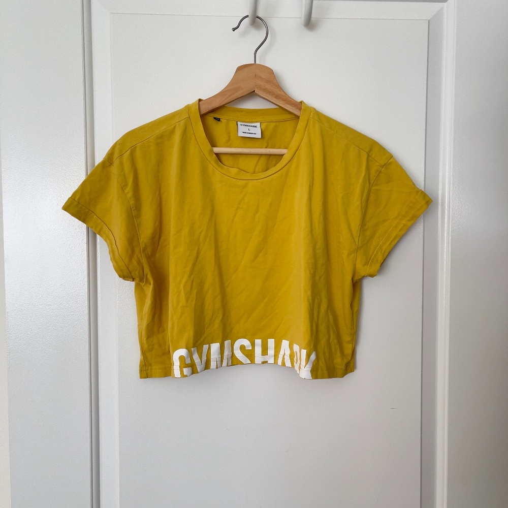 Gymshark Fraction Crop Top in Yellow Mustard